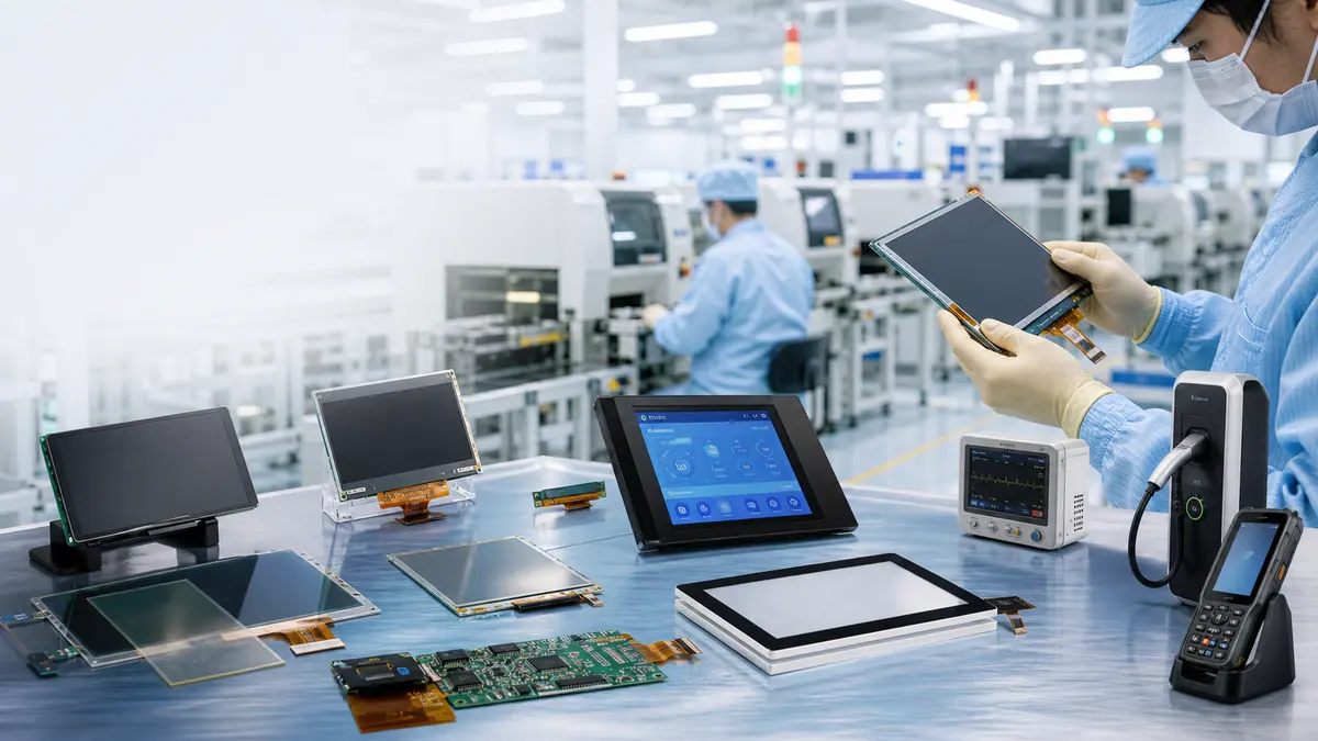 Display modules, touch panels, and production environment